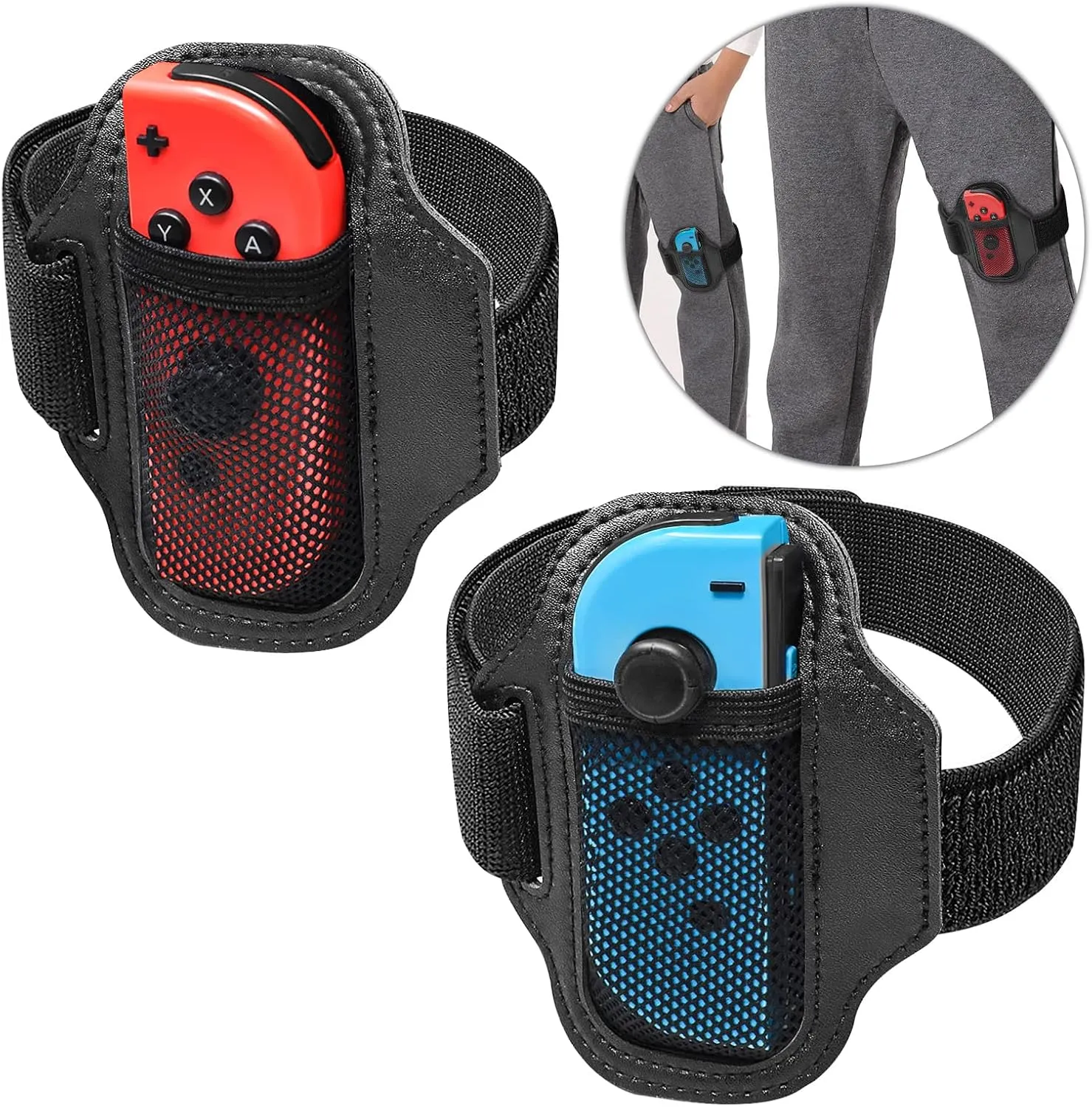 [2 Pack] Leg Band Strap for Nintendo Switch Sports Play Soccer/Ring Fit Adventure Game,Sports Leg Strap Compatible with Switch/Switch OLED Controller,Adjustable Elastic Leg Band for Adults & Children