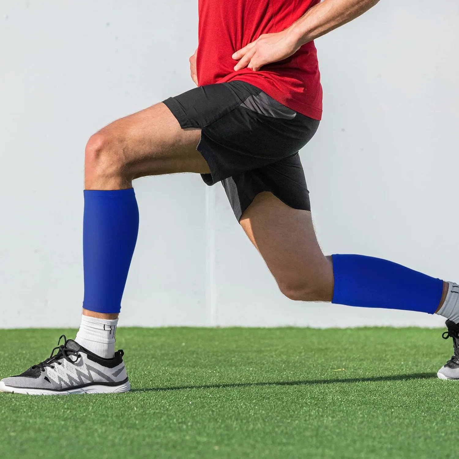 3 Pairs Calf Compression Sleeves for Men And Women Football Leg Sleeve Footless Compression Sock for Running Athlete Cycling (Black, White, Blue, Small)