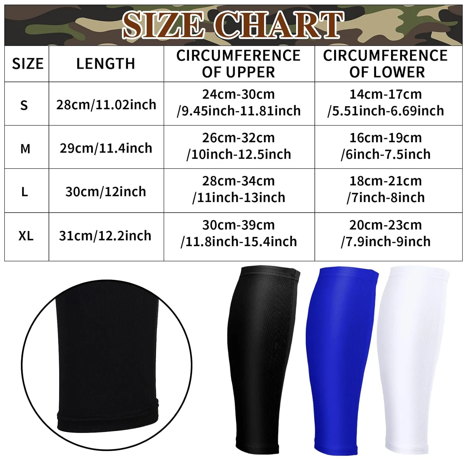 3 Pairs Calf Compression Sleeves for Men And Women Football Leg Sleeve Footless Compression Sock for Running Athlete Cycling (Black, White, Blue, Small)