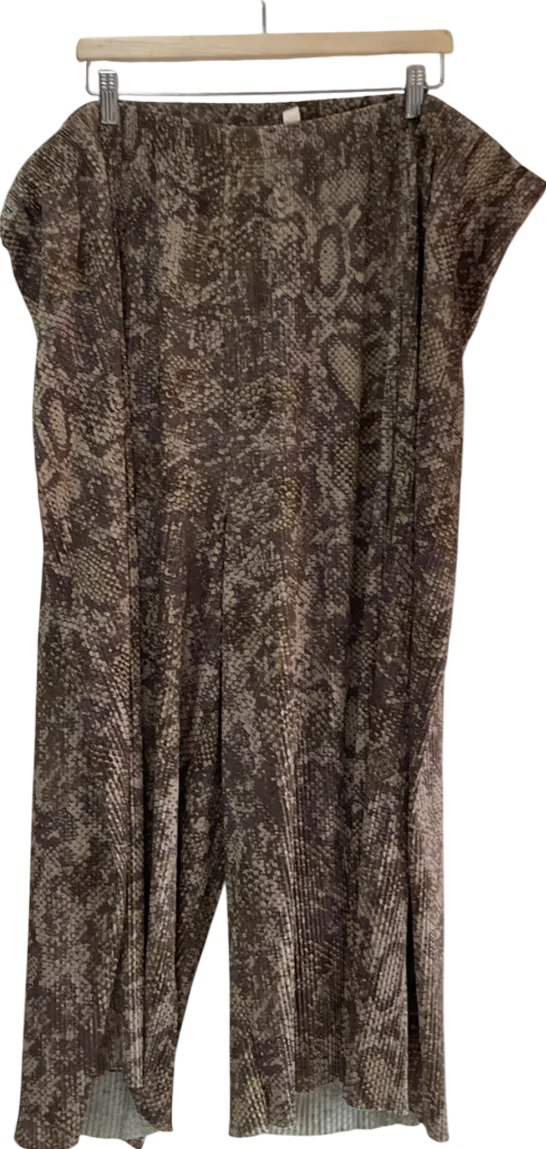 ASOS Green Snake Print Wide Leg Trousers UK 28