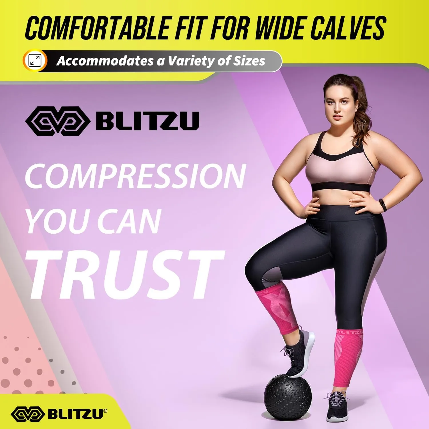 BLITZU Calf Compression Sleeve for Men & Women Footless Compression Socks Support Runners Leg Sleeve Shin Splints Pain Relief