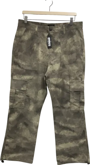 boohooMan Green Straight Leg Cargo Trousers W34
