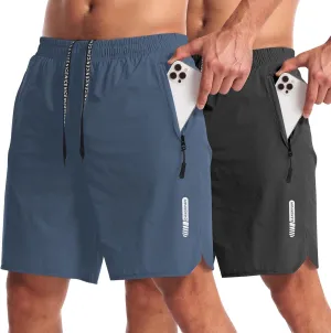 CANGHPGIN 2 Pack Mens Workout Athletic Shorts 7 inch Inseam Quick Dry Hiking Shorts Men Lightweight Sports Gym Shorts Running
