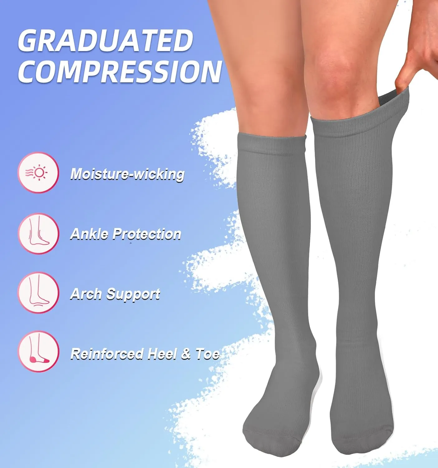 Compression Socks for Women & Men Circulation (4 Pairs) 15-20 mmHg is Best Support for Nurses Running Hiking Travel