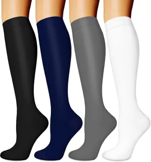 Compression Socks for Women & Men Circulation (4 Pairs) 15-20 mmHg is Best Support for Nurses Running Hiking Travel