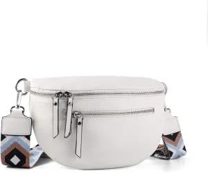 Crossbody Fanny Packs for Women Sling Bags with Coin Purse Bumbag Vegan Leather Belt Bag Chest Purse for Travel (White)