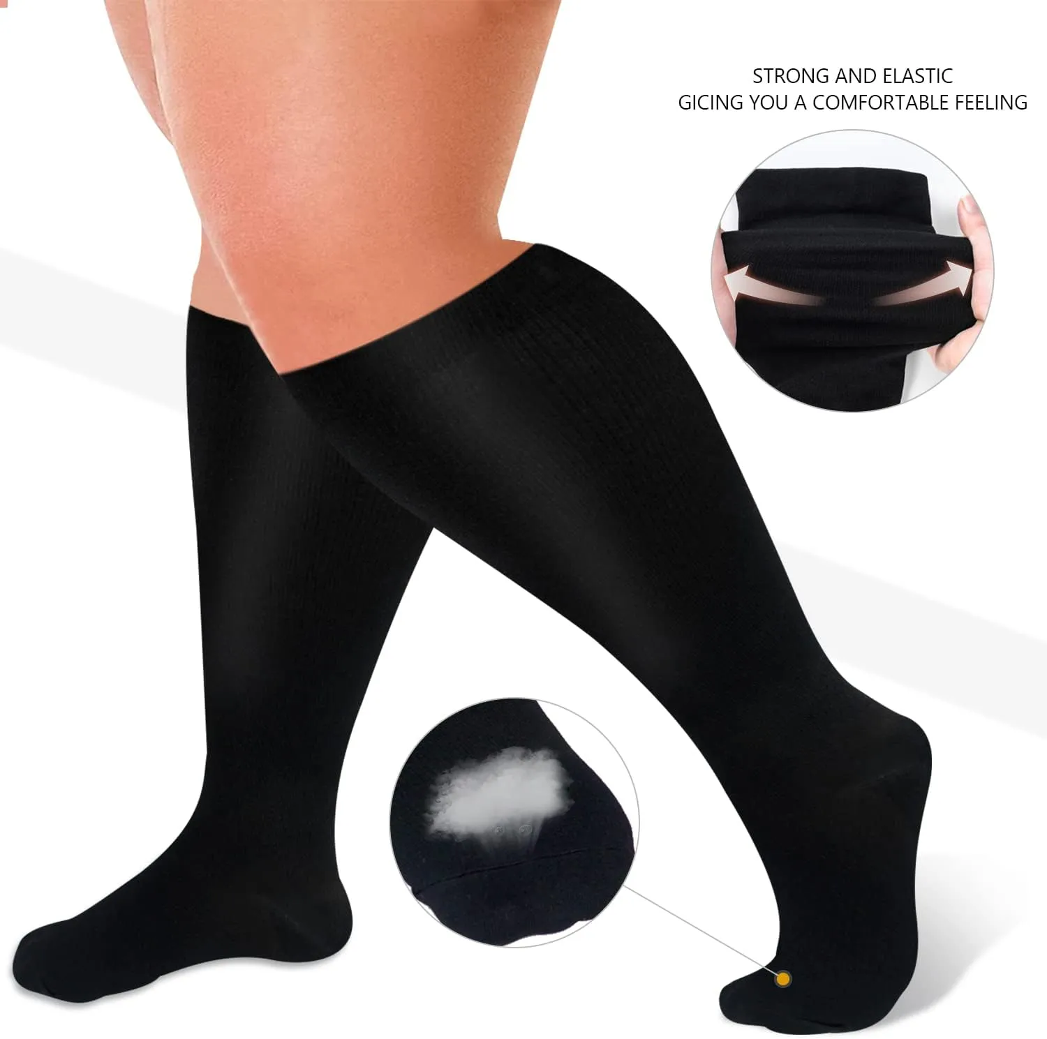 Diu Life 3 Pairs Plus Size Compression Socks for Women and Men Wide Calf Extra Knee High Support for Circulation