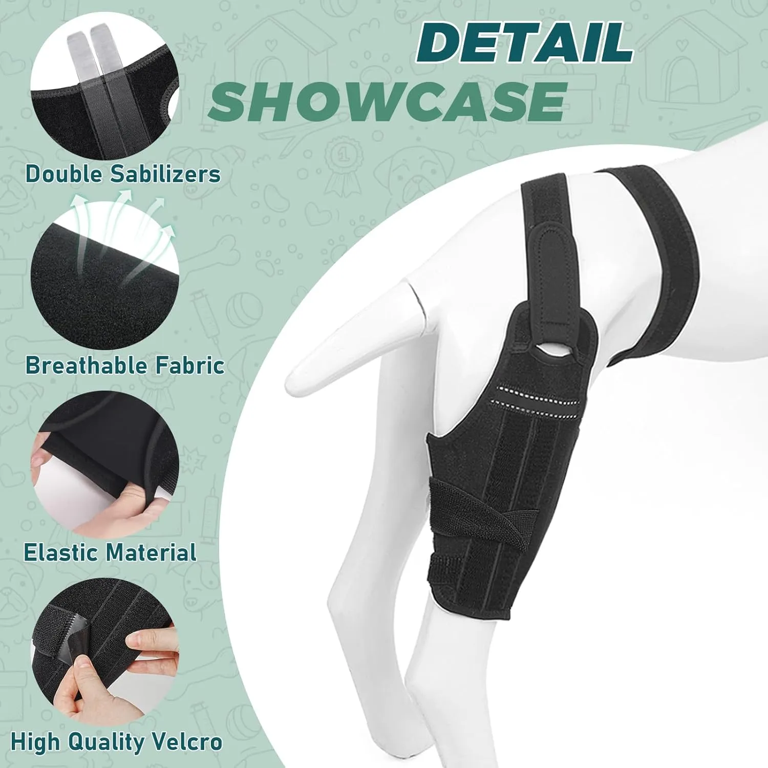 Dog Knee Brace for Back Leg Fit Large to Small Dogs Strong Support Dog ACL Hip Brace with 2 Metal Strips for Hip Dysplasia, CCL, Ligament Injuries & Osteoarthritis (Right Leg, 2XL)