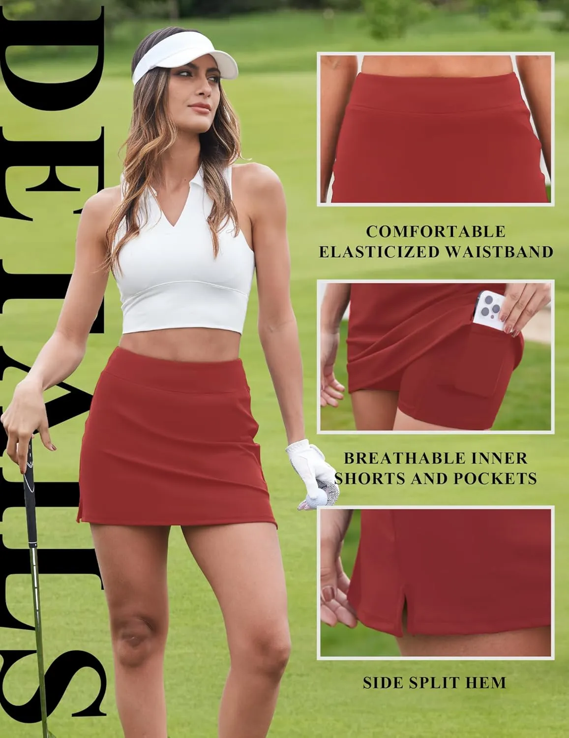FireSwan Womens Tennis Skirt with Pockets High Waisted Golf Skorts Running Workout Skirts Summer Athletic