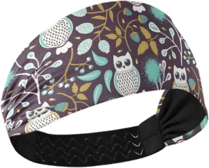 Forest Owl Animals Pattern Headband for Women, Elastic Headwraps Hair Band Sweatband