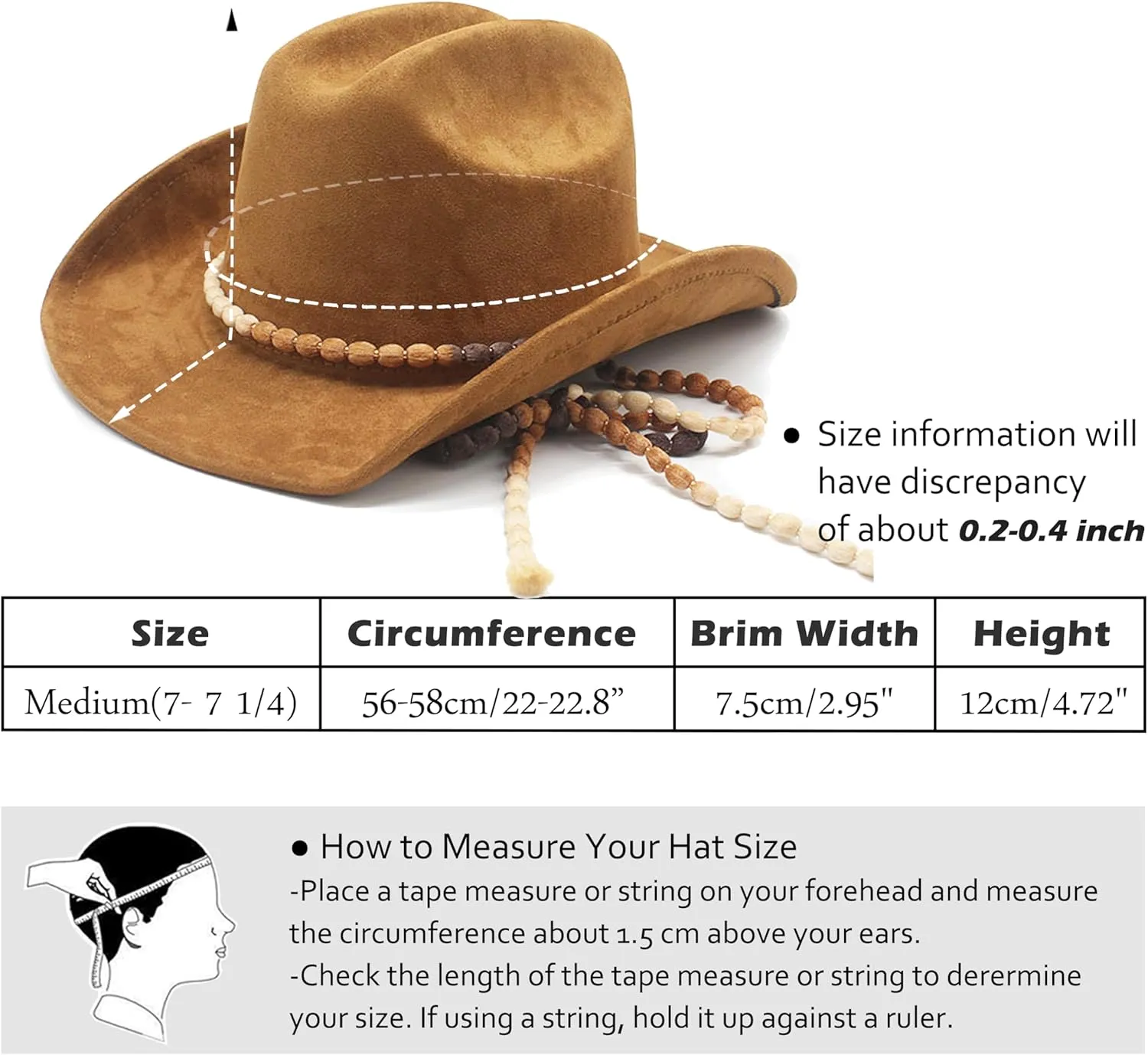 Lisianthus Women Men Wide Brim Suede Western Cowboy Cowgirl Hat with Wind Lanyard