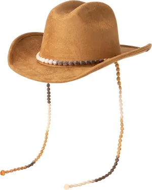 Lisianthus Women Men Wide Brim Suede Western Cowboy Cowgirl Hat with Wind Lanyard