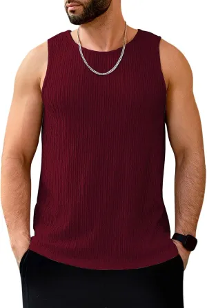 Men's Tank Tops Summer Sleeveless T Shirt Casual Ribbed Knit Muscle Basic Tee Shirts