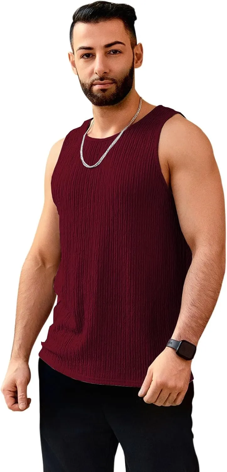 Men's Tank Tops Summer Sleeveless T Shirt Casual Ribbed Knit Muscle Basic Tee Shirts