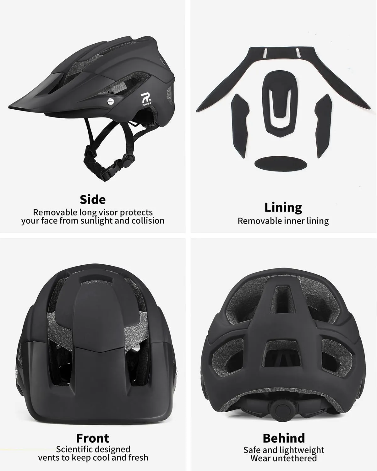 Mountain Bike Helmet for Men & Women - Adult MTB Bicycle Helmet with Visor
