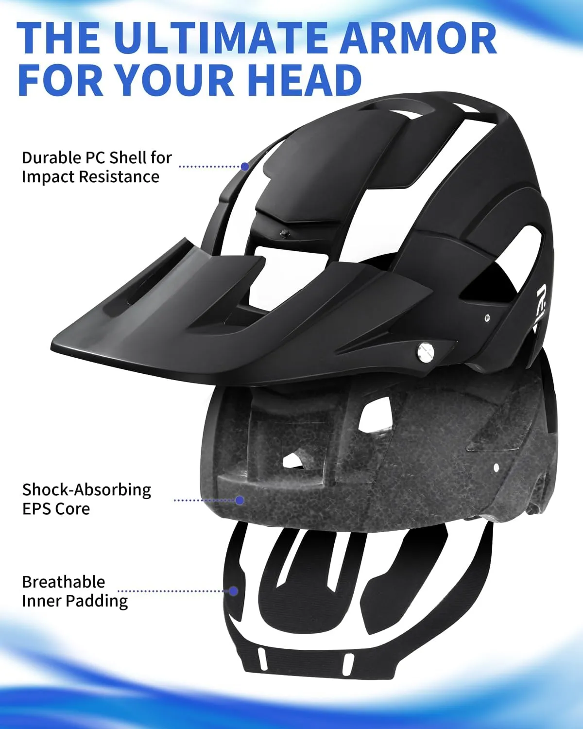 Mountain Bike Helmet for Men & Women - Adult MTB Bicycle Helmet with Visor