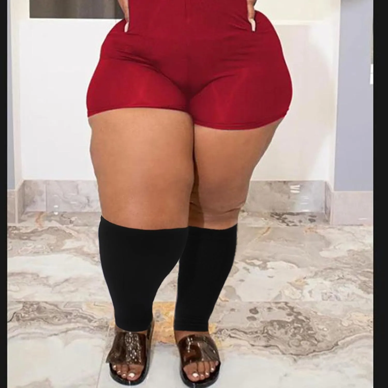 Plus Size Compression Leg Sleeves for Women& Men 15-20mmHg Wide Calf Knee High Leg Sleeves