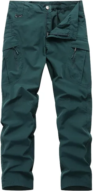 SUWBMHWE Men's Waterproof Hiking Cargo Pants UPF 50  & Bug Resistant Lightweight Ripstop Olive Drab & Taupe