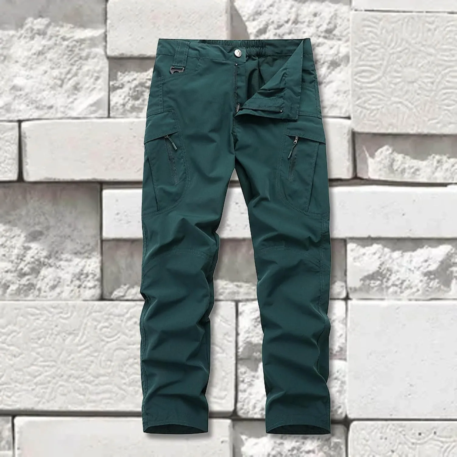 SUWBMHWE Men's Waterproof Hiking Cargo Pants UPF 50  & Bug Resistant Lightweight Ripstop Olive Drab & Taupe