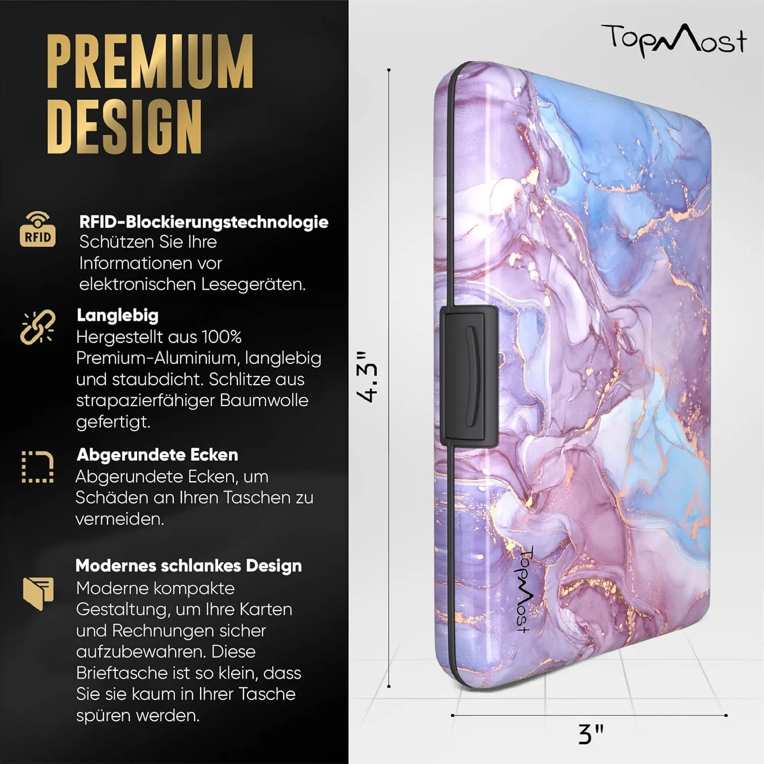 TopMost Aluminum Wallet, Card Case Wallet, Metal RFID Credit Card Holder for Men & Women, 6 Cotton Slots for 12 Cards And Bills, Rfd Protective