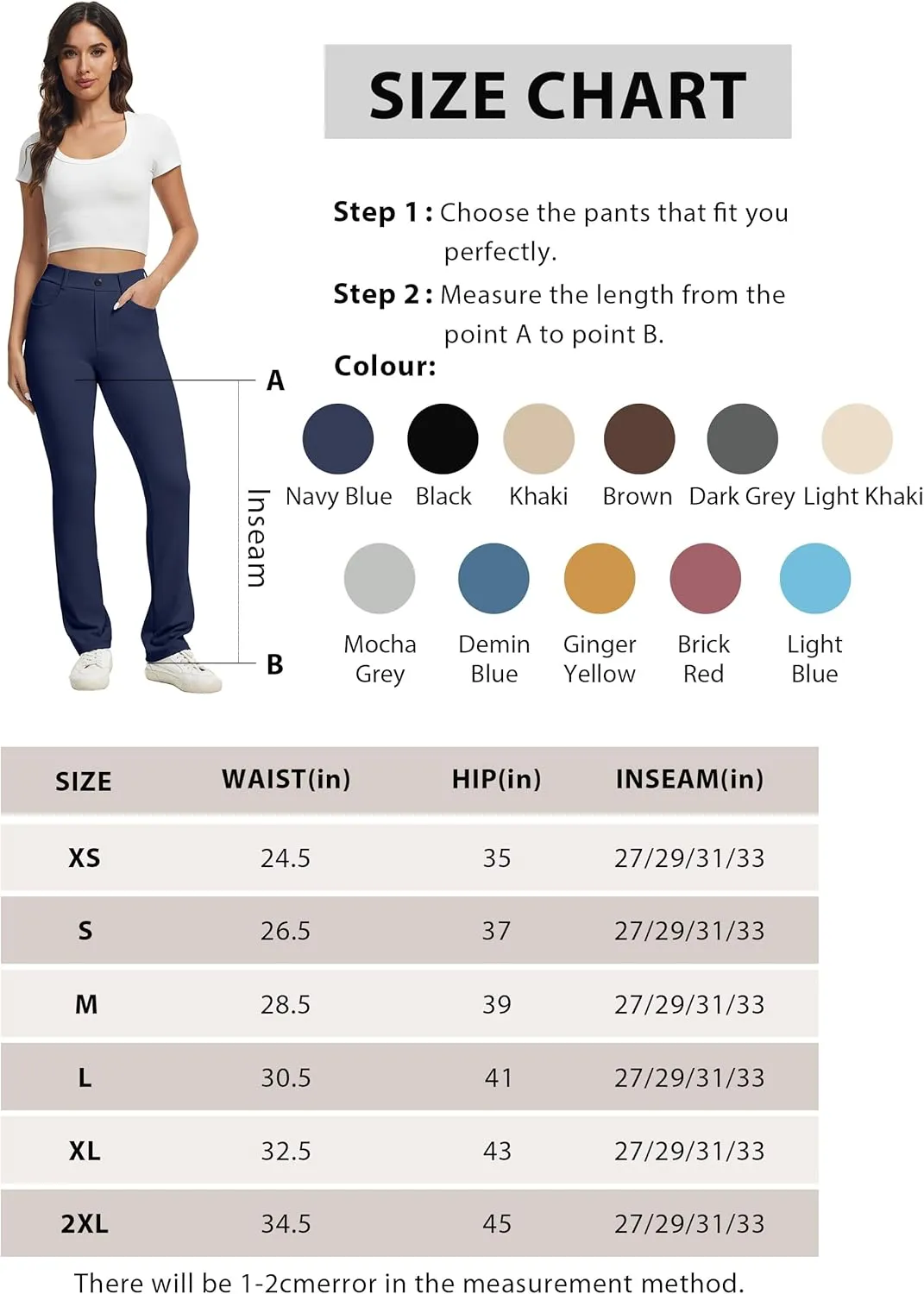 VIMPEP Womens Stretchy Yoga Dress Pants Straight Leg with Pockets Casual Petite/Regular 1202