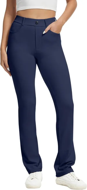 VIMPEP Womens Stretchy Yoga Dress Pants Straight Leg with Pockets Casual Petite/Regular 1202