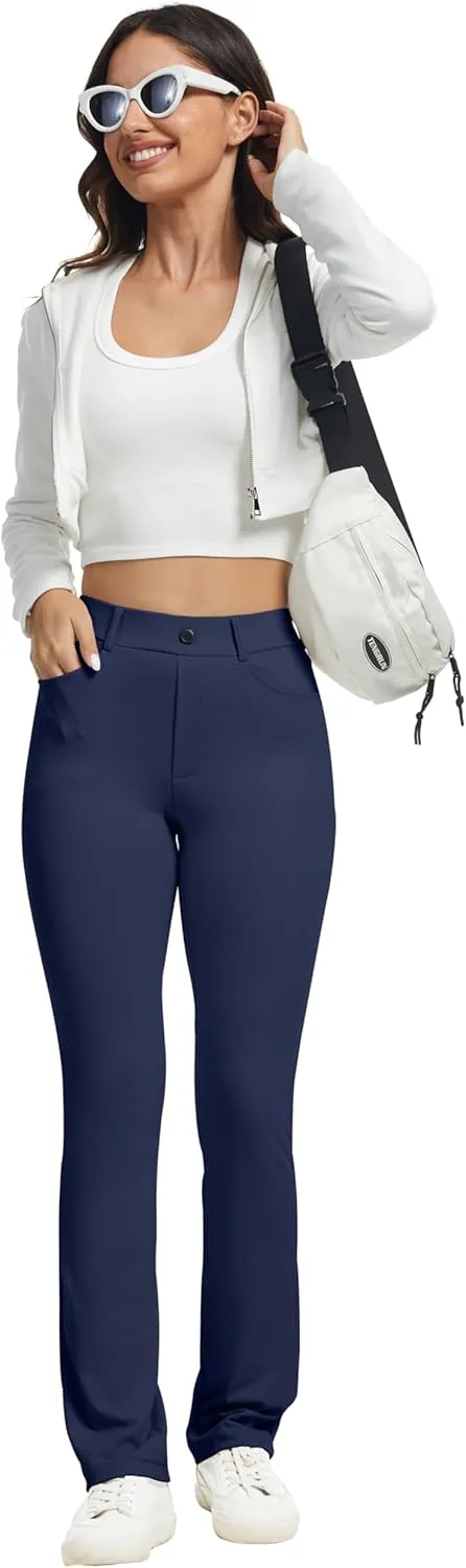 VIMPEP Womens Stretchy Yoga Dress Pants Straight Leg with Pockets Casual Petite/Regular 1202