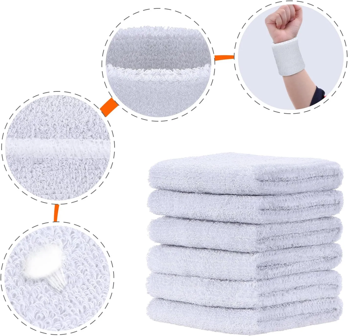 Willbond 6 Pcs Wrist Sweatbands Sports Wristbands for Competitions Absorbent Sweatbands for Basketball Tennis Football Running Working