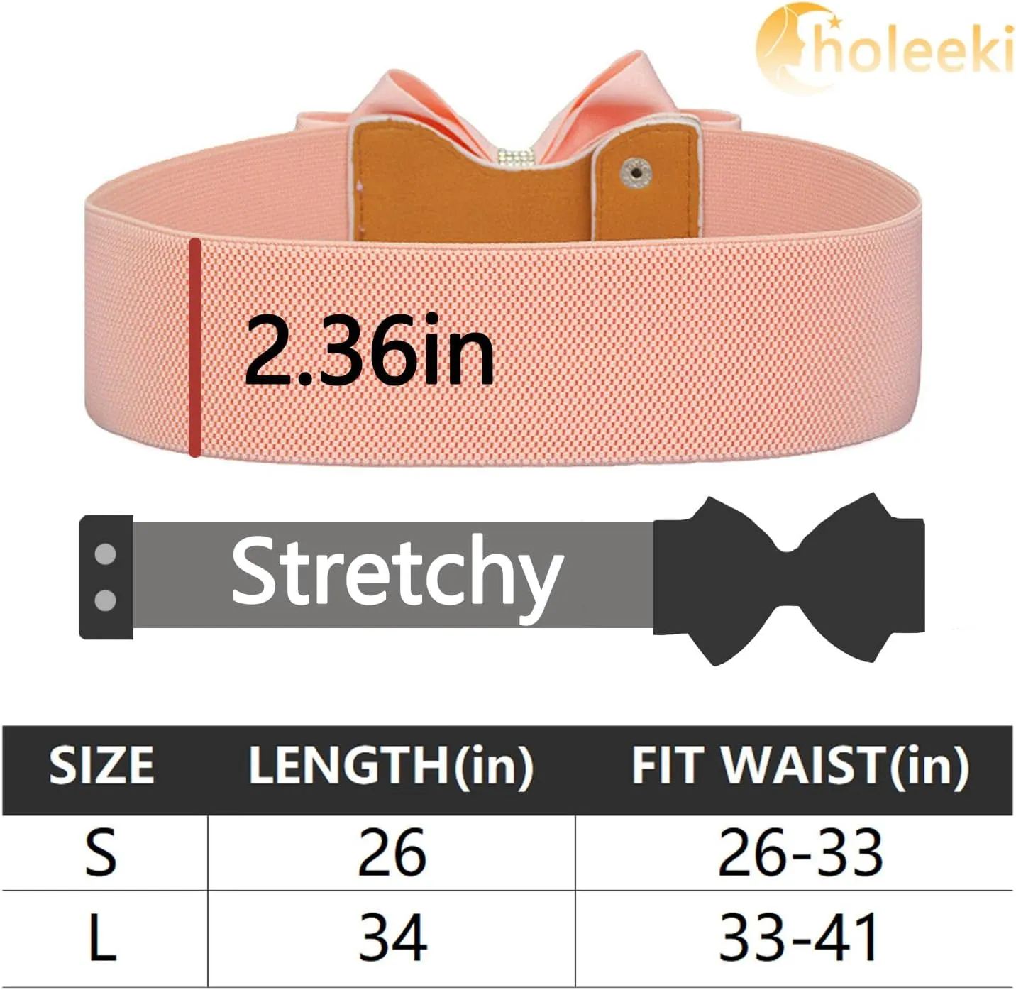 Women's Elastic Bow Belt Wide Rhinestone Stretch Belts Ladies Waist Accessories for Dress Jeans