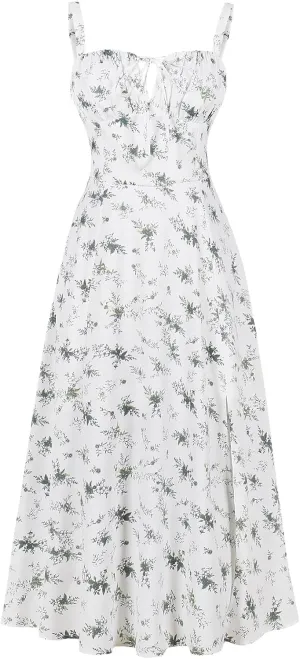 Women's Floral Corset Dress Formal Cocktail Dresses Going Out Casual Sundress Split Thigh Spaghetti Strap Vintage Dress
