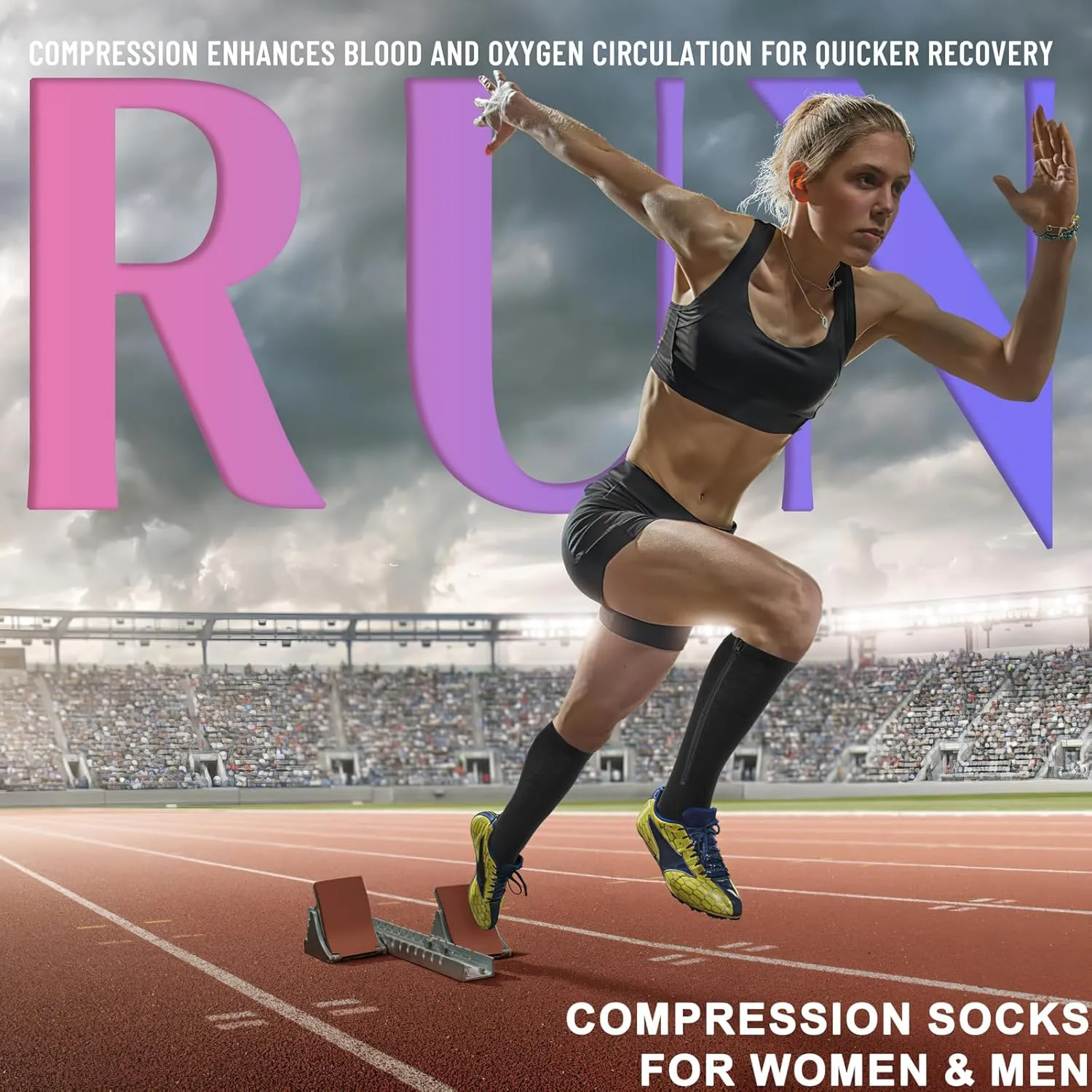 Zipper Compression Socks - 2 Pairs Open Toe Compression Stockings for Men Women 15-20mmHg,Suit for Running, Sport